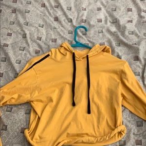 Mustard yellow cropped hoodie